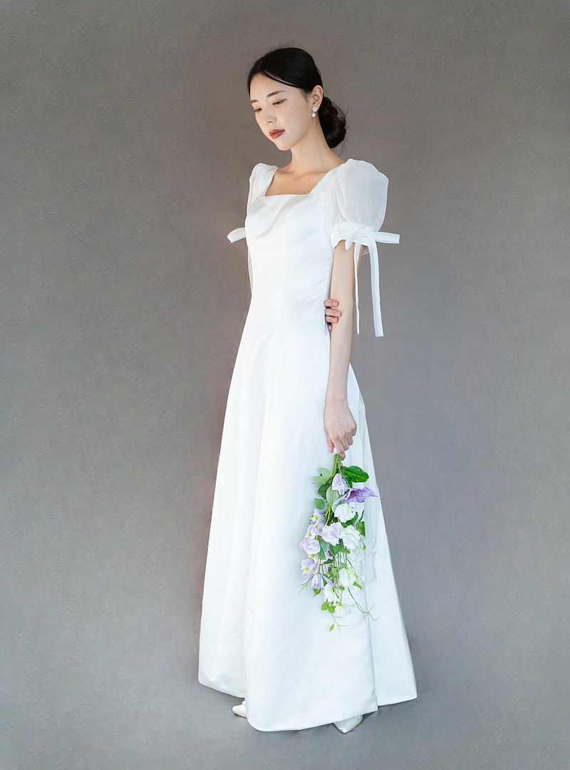 蝴蝶結公主袖A字婚紗