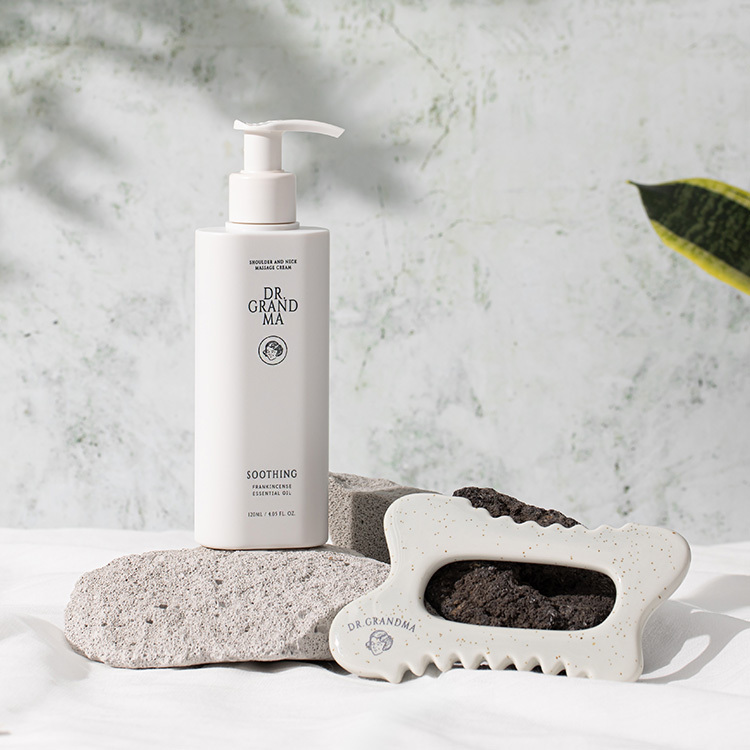 草本舒緩鎂乳霜2瓶+火山石推拿按摩板｜舒緩肩頸｜放鬆腰背｜腿部按摩｜居家按摩DIY