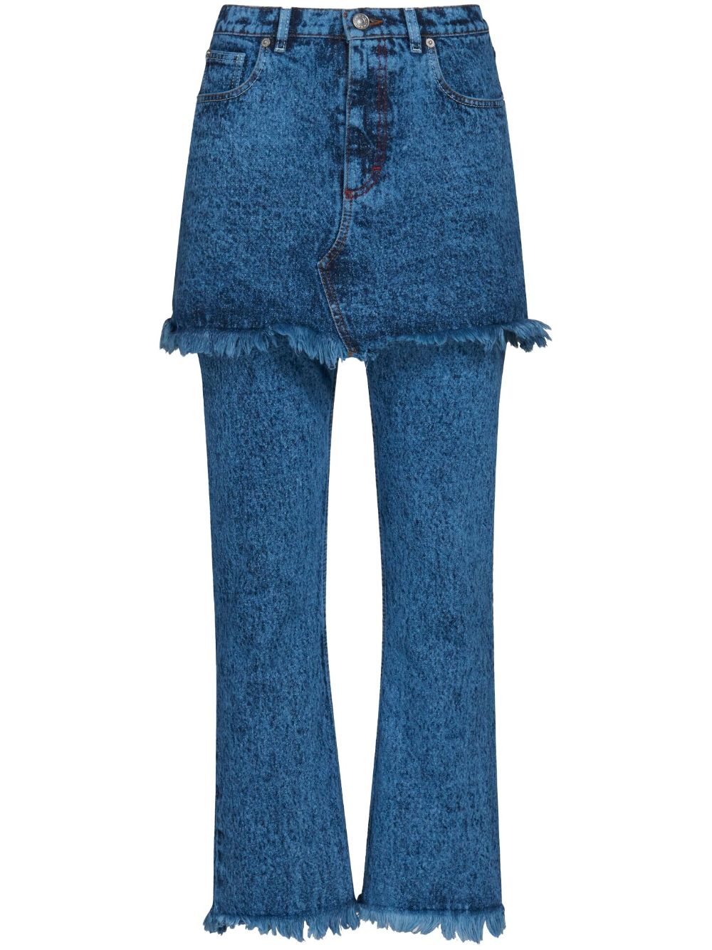 Marni - layered-design frayed jeans - women - Cotton - 36 - Blue