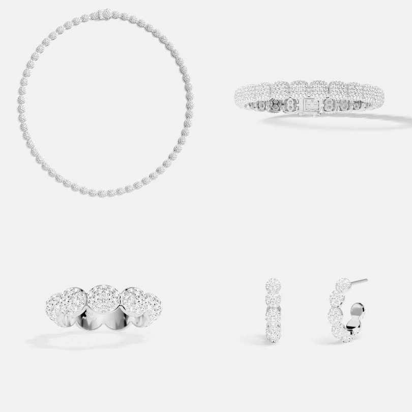 推薦單品：Flocons de NeigeNecklace／23,500元、Bracelet／8,300元、Ring／3,600元、Hoop Earrings／4,300元（圖／品牌提供）