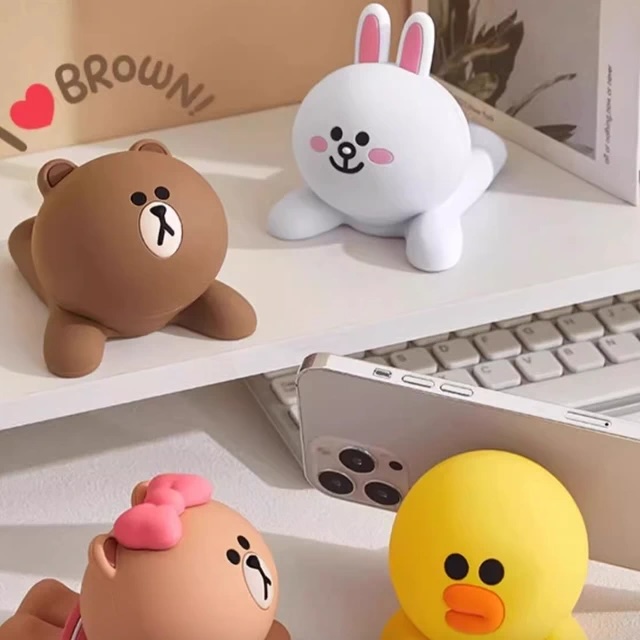 預購 限量送小贈品【遊戲家】LINE FRIENDS 熊大 莎莉 公仔手機支架 裝飾公仔擺件擺飾 懶人手機支架 - 角色任選